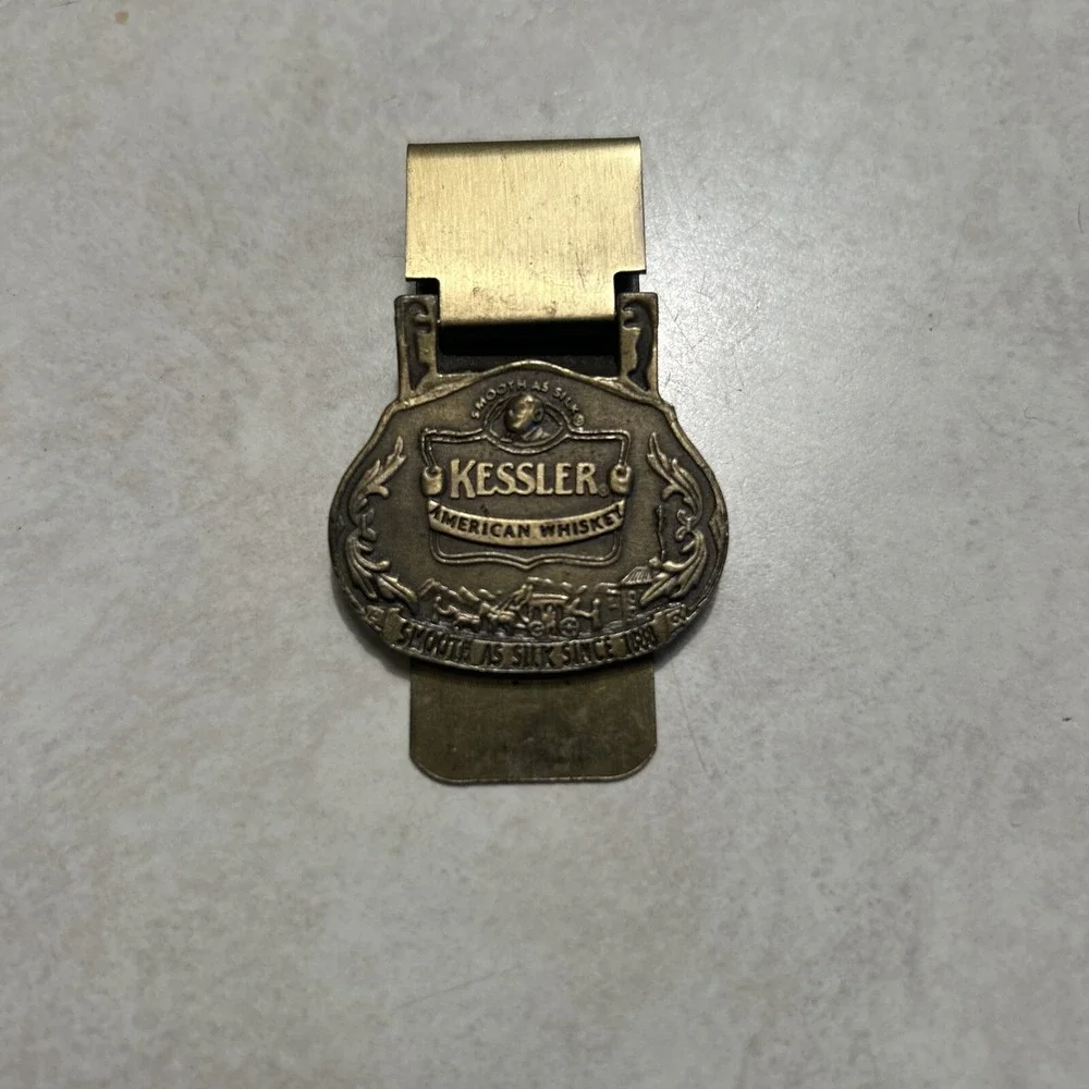 VTG Kessler American Whiskey Money Clip Smooth As Silk ,Brass Money Clip Whiskey